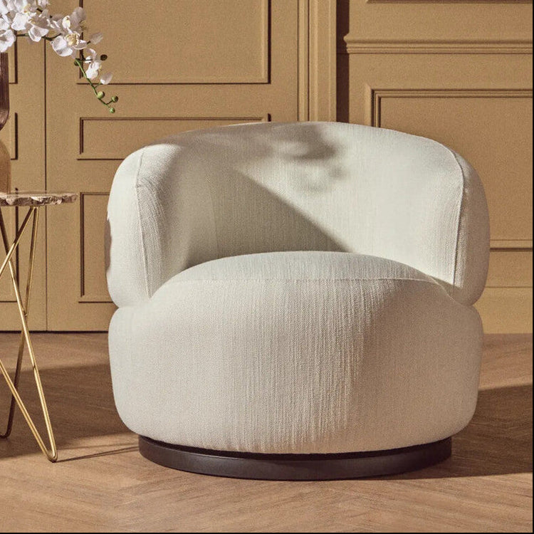 Textured Cream Curved Swivel Chair | Bordo