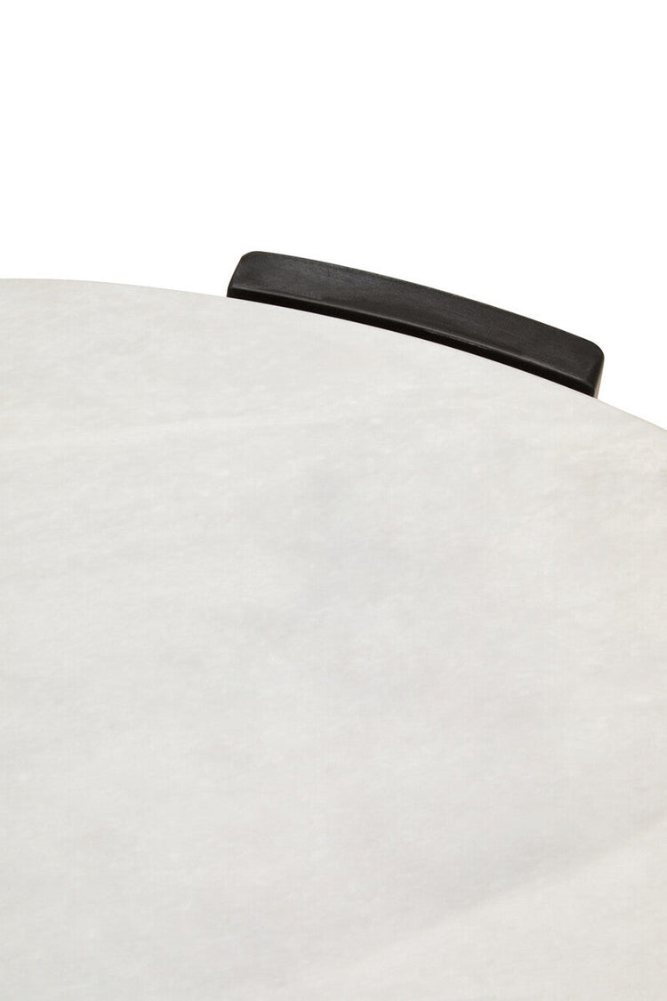 White Round Marble Top Large Coffee Table with Black Acacia Legs, Palermo