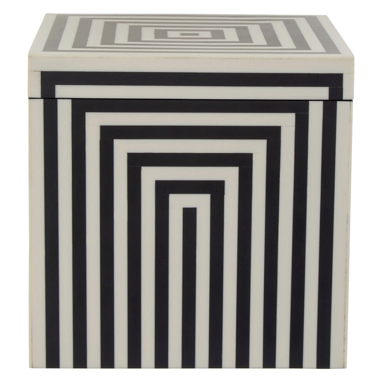 Large Square Black and White Stripe Trinket Box | Donato