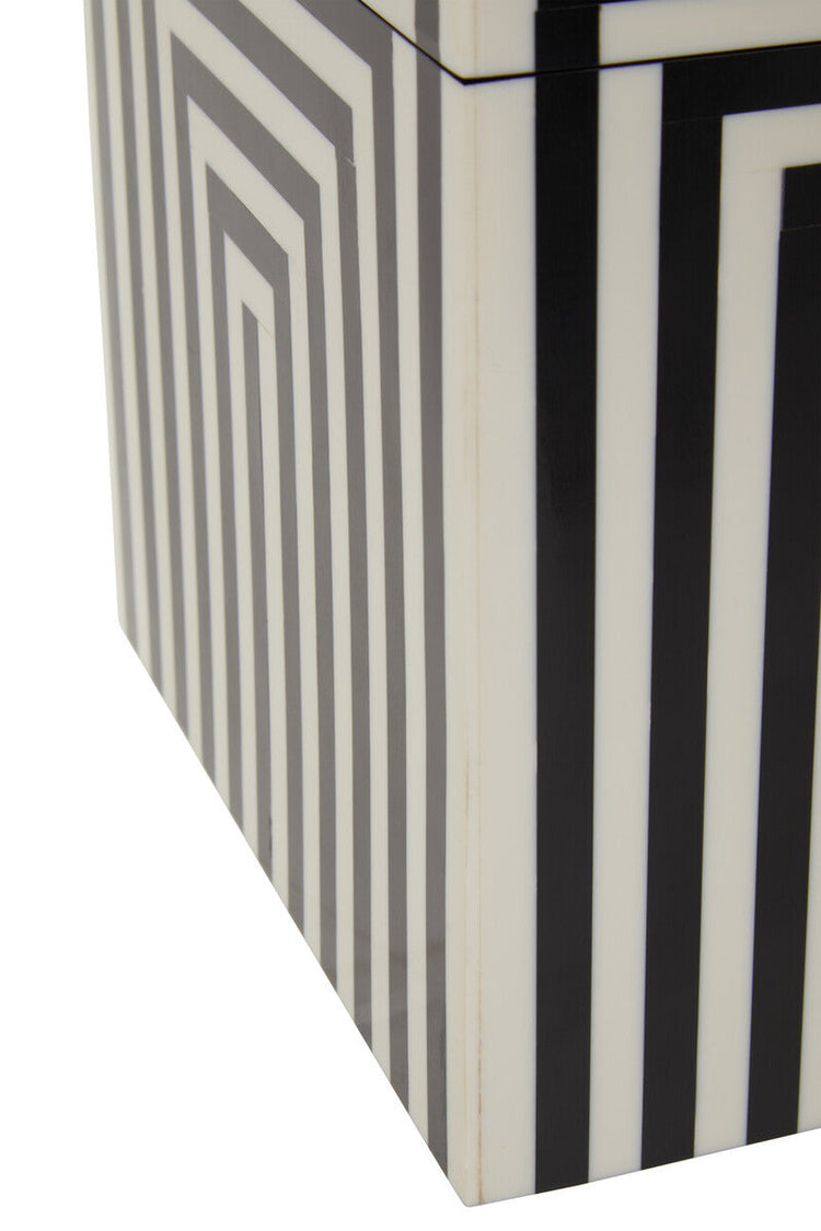 Large Square Black and White Stripe Trinket Box | Donato