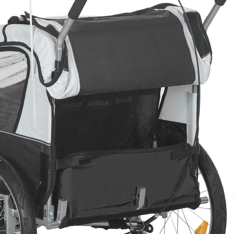 HOMCOM 2 Seat Bike Trailer with 5 Point Harness, Baby Bike Stroller with Safety Flag, Reflectors, for 18+ Months, Black