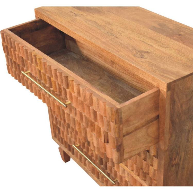 Artisan Furniture Solid Wood Arno Chest - Teak, 3 Drawers, Beige