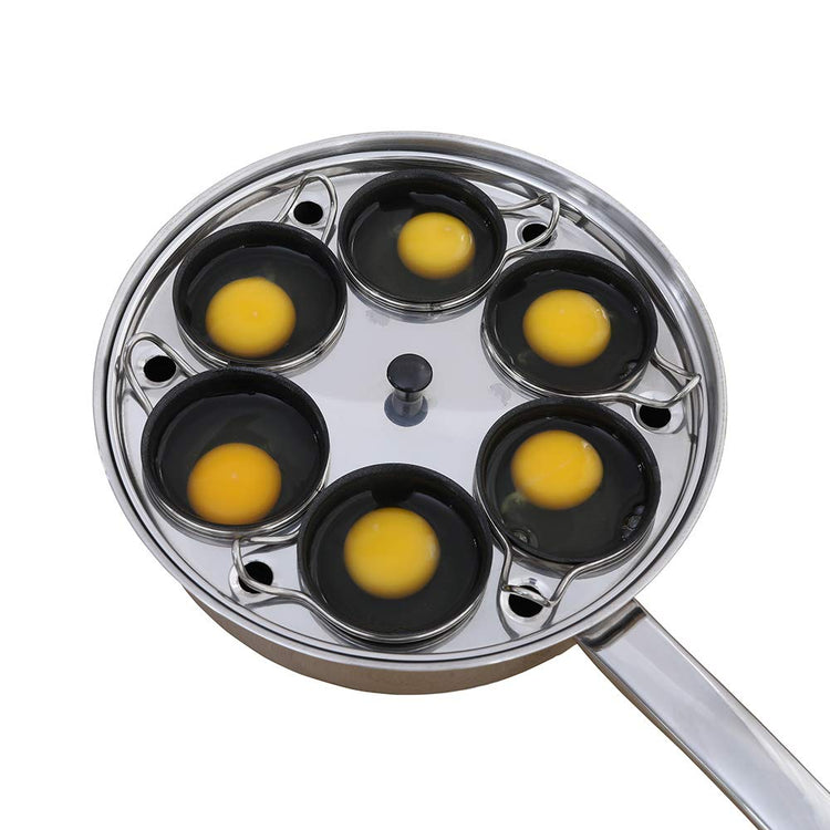 6 Cups Egg Poacher Pan - Stainless Steel Poached Egg Cooker Induction Cooktop Egg Poachers Cookware Set with 4 Nonstick Large PFOA FREE Egg Poacher