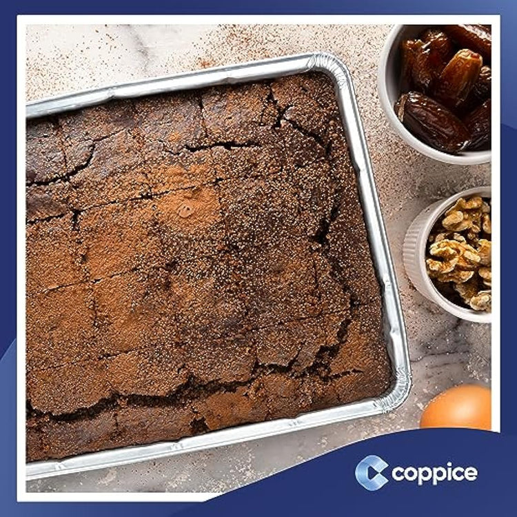 Coppice Aluminium Foil Tray for Baking, BBQ, Roasting, Grilling & Food Storage | 32cm x 20cm x 3cm | Freezer, Microwave, Air Fryer & Oven Safe (40 Trays)