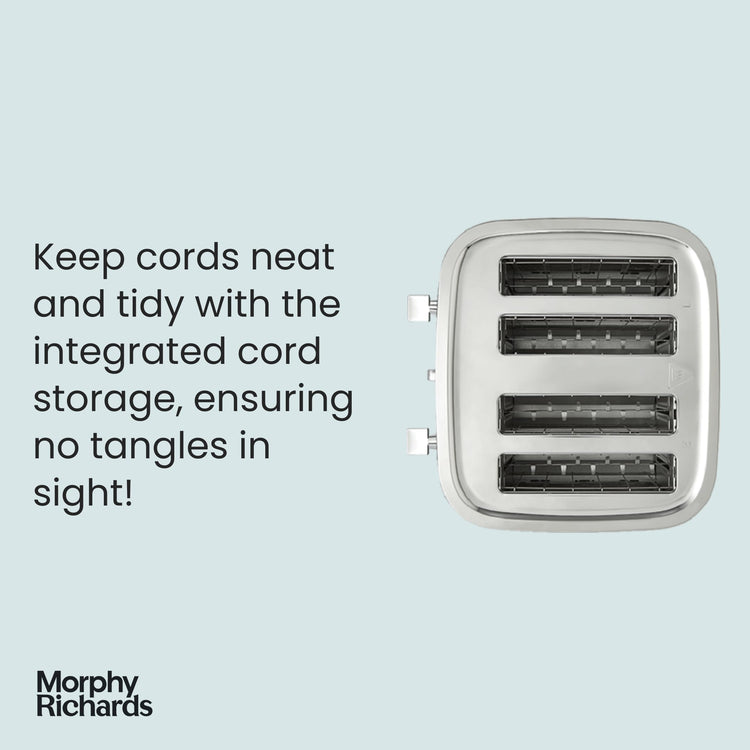 Morphy Richards Illumination 4 Slice Toaster, 7 Toast Settings, Browning Controls, Variable Width Slots, Auto Pop-up, Removeable Crumb Tray, Cord