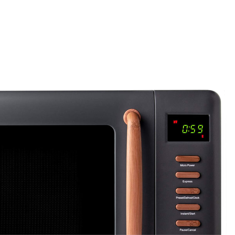 Dorchester Grey Microwave Oven 800w, 5 Power Levels, Express, Auto Cook, Defrost Functions - Compact Microwave with 27cm Turntable - Child Safety