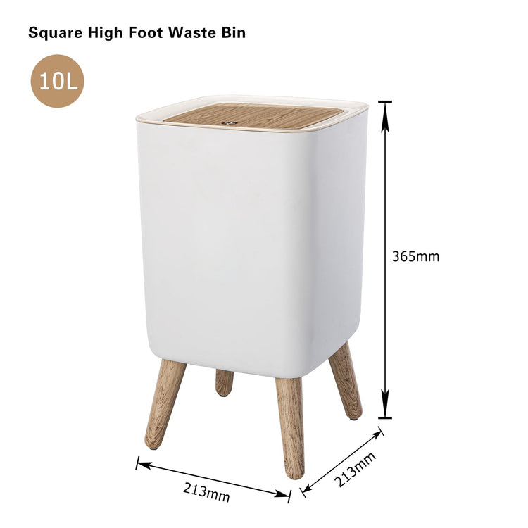U2PICK Mini Trash Bin with Lid, 10 Liter Garbage Bin, Modern Waste Bin with Legs, Plastic Trash Can Suitable for Kitchen, Bathroom, Bedroom, Living