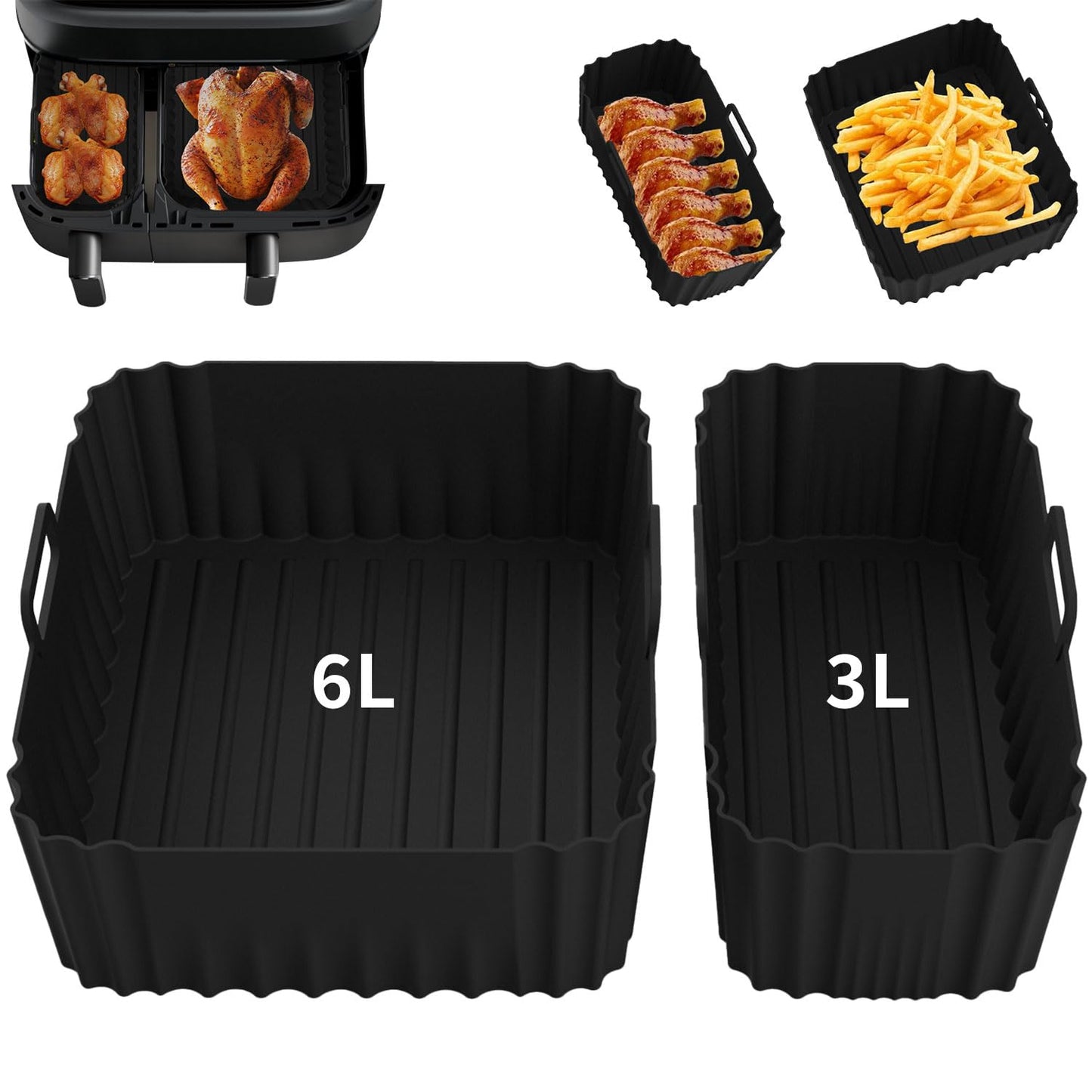 Silicone Air Fryer Liner for Philips Dual Basket Air Fryer 3000 Series,2 Pcs Reusable Air Fryer Accessories AirFryer Liners for Philips Air Fryer