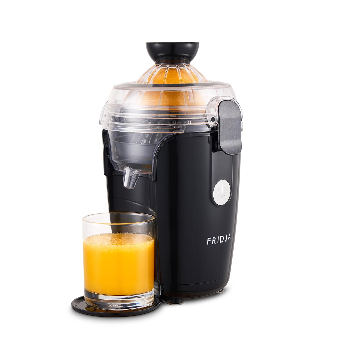 Fridja f800 Automatic Citrus Juicer Machine - Premium One-Touch, No Spills or Splashes, Easy to Clean, Stainless Steel, Black, Quiet Motor, 50W, 400ml
