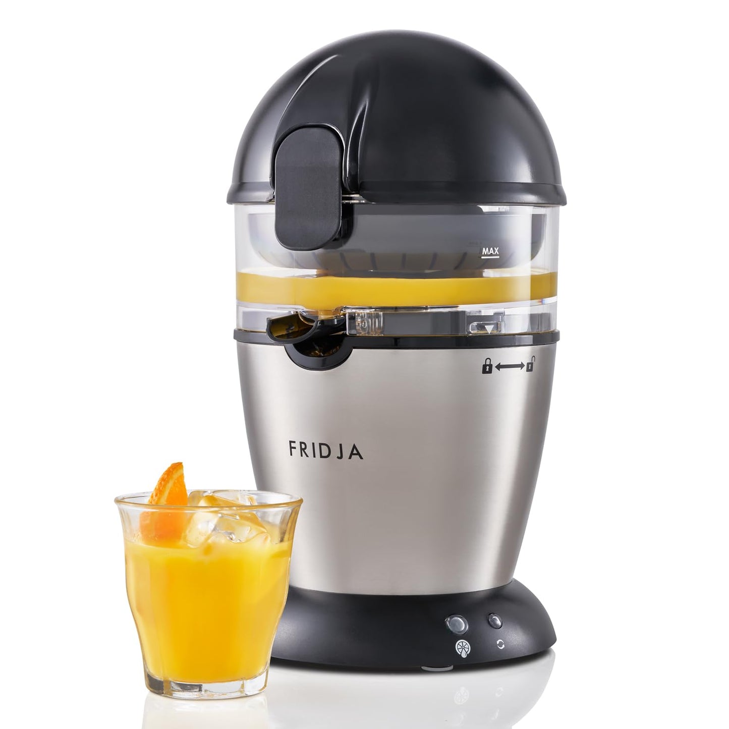 Fridja f900 Automatic Citrus Juicer Machine ? Premium One-Button Operation, No Spills or Splashes, Easy Clean, Stainless Steel, 50W, 400ml ? Fresh