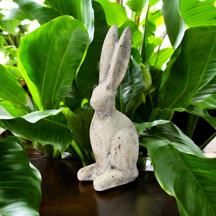 26CM CREAM CEMENT RABBIT