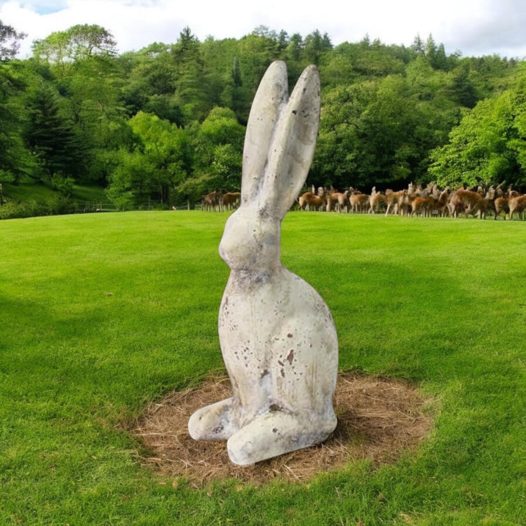 26CM CREAM CEMENT RABBIT