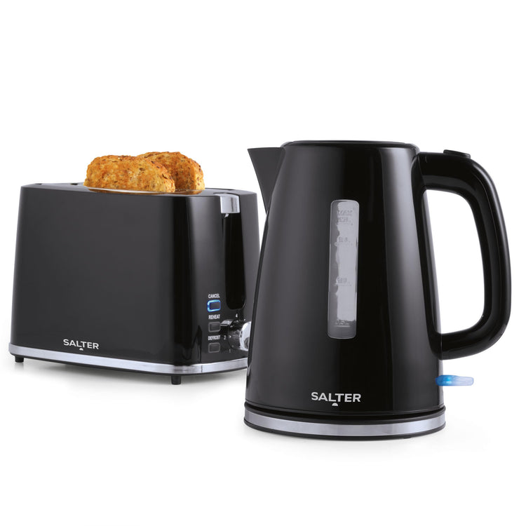 Salter COMBO-9133 Deco Kettle and Toaster Set Rapid Boil 3 kW Kettle With Removable Limescale Filter, 2-Slice Wide Slot Electric Toaster, Crumb