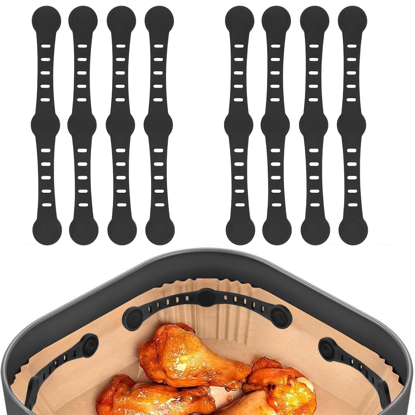 Air Fryer Silicone Magnet Clips, AirFryer Magnets for Paper Liners, 8 PCS Heat-Resistant Safety Buckle, Reusable Accessories for Ninja COSORI Phlips