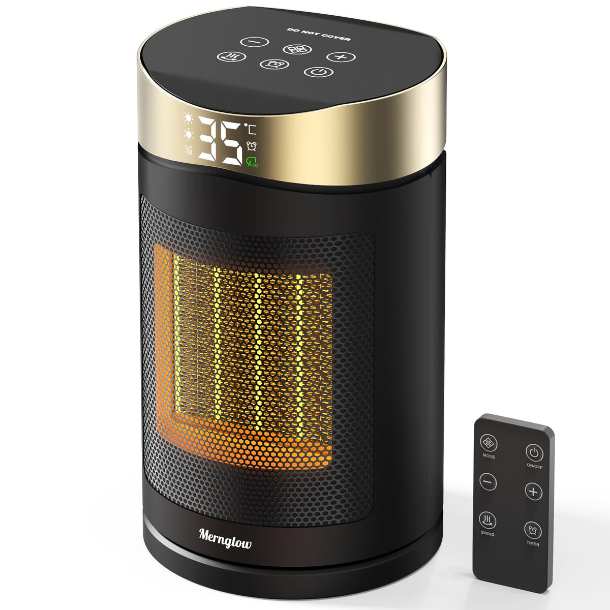 Electric Heater 1500W, Portable PTC Ceramic Fan Heater With Thermostat, 4Modes with ECO-Mode,12HTimer, 70?Oscillating, Overheat & Tip-Over Protection,