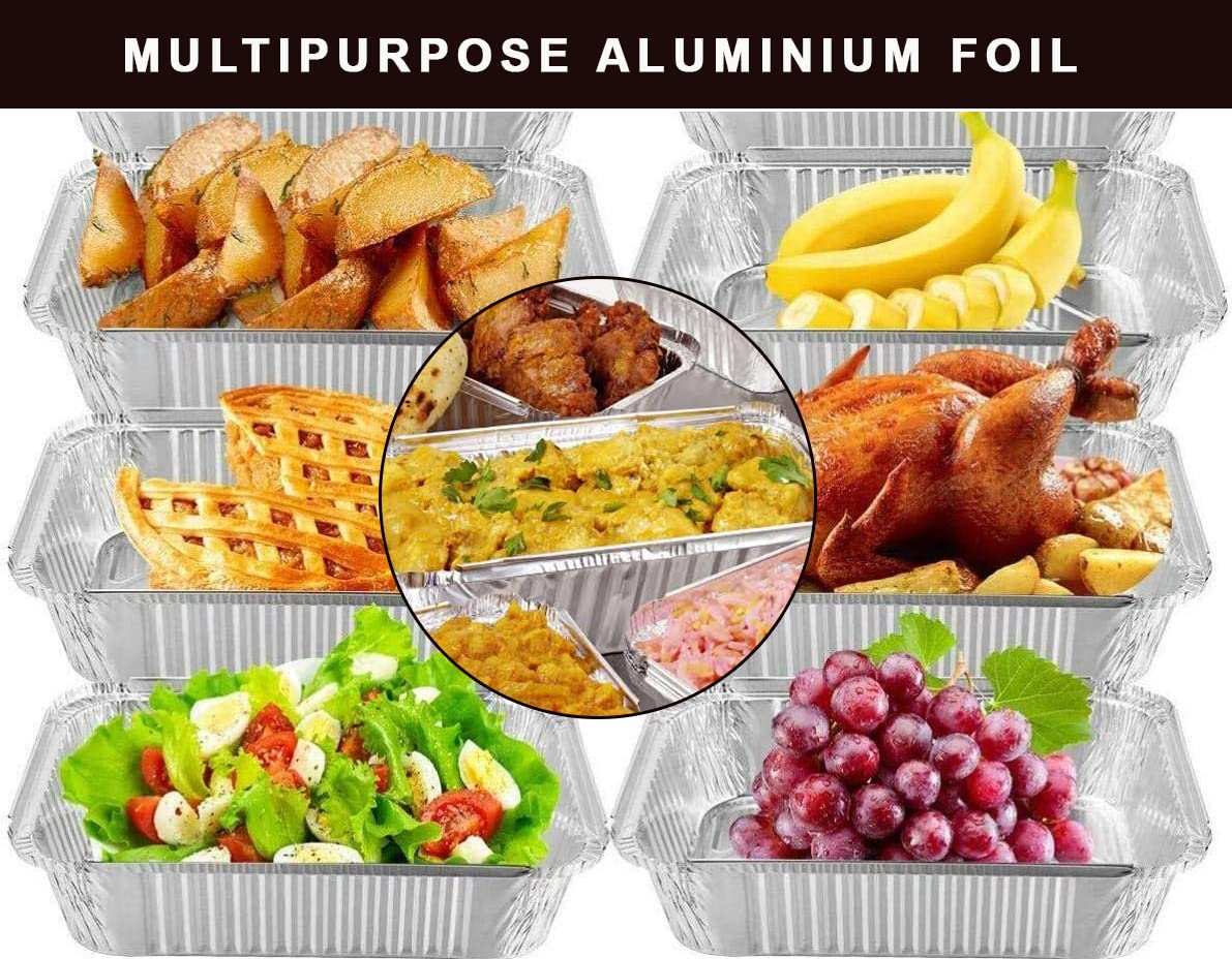 Best House Extra Large Aluminium Foil Baking Trays - Foil Tray for Food Storage, Baking, Roasting (L 52.5 x W 32.5 x H 7.9 cm) (Pack of 50 Trays)