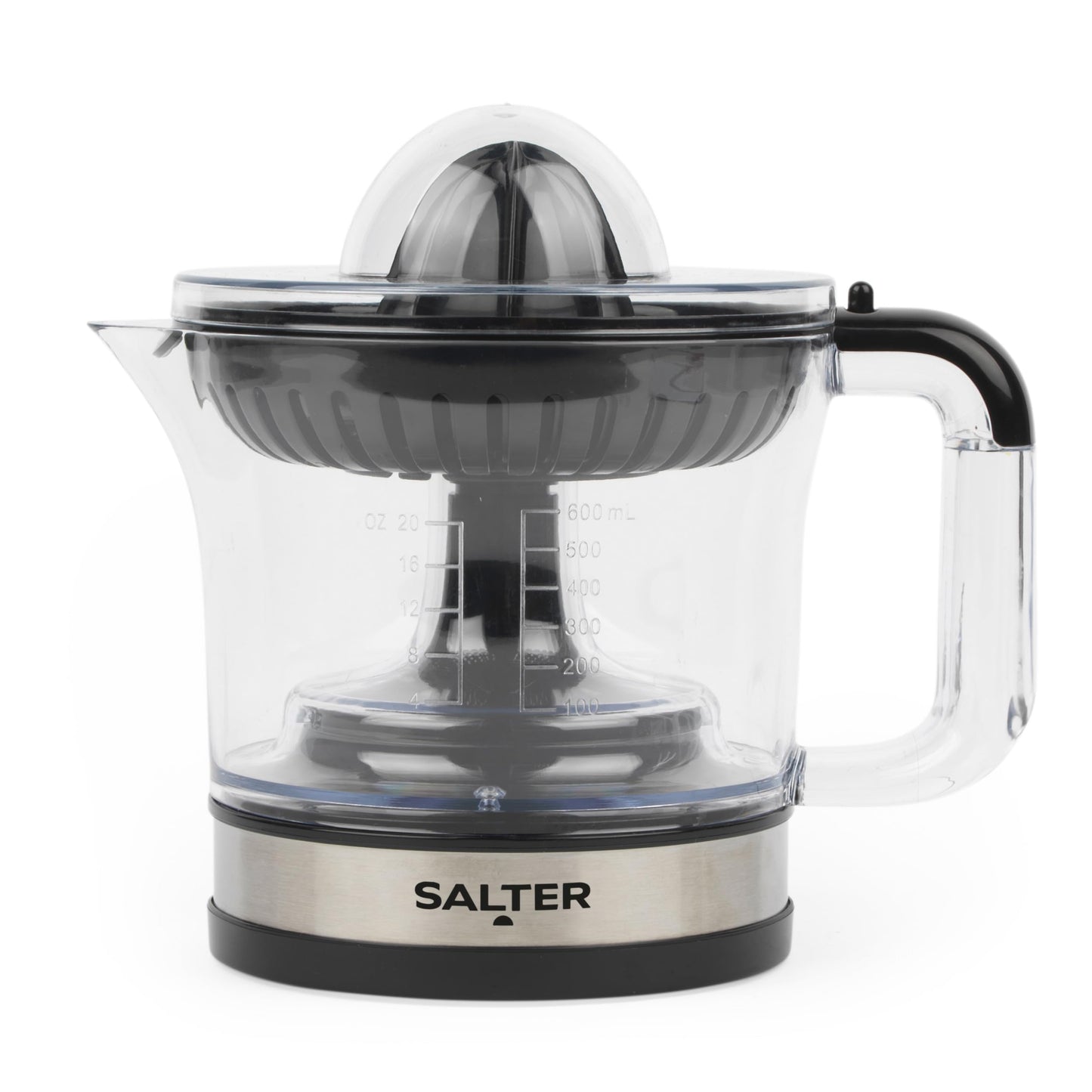 Salter Electric Fruit Juicer ? Fresh Citrus Juice Extractor, For Orange & Lemon, 600ml Measuring Jug, BPA Free, Includes 2 Juicing Cones, Smooth or