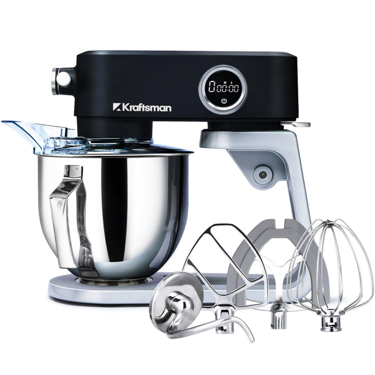Kraftsman Full Metal Stand Mixer, 5L Kitchen Food Mixer for Baking with Stainless Steel Dough Hook, Whisk, Beater, Flexible Beater, Universal
