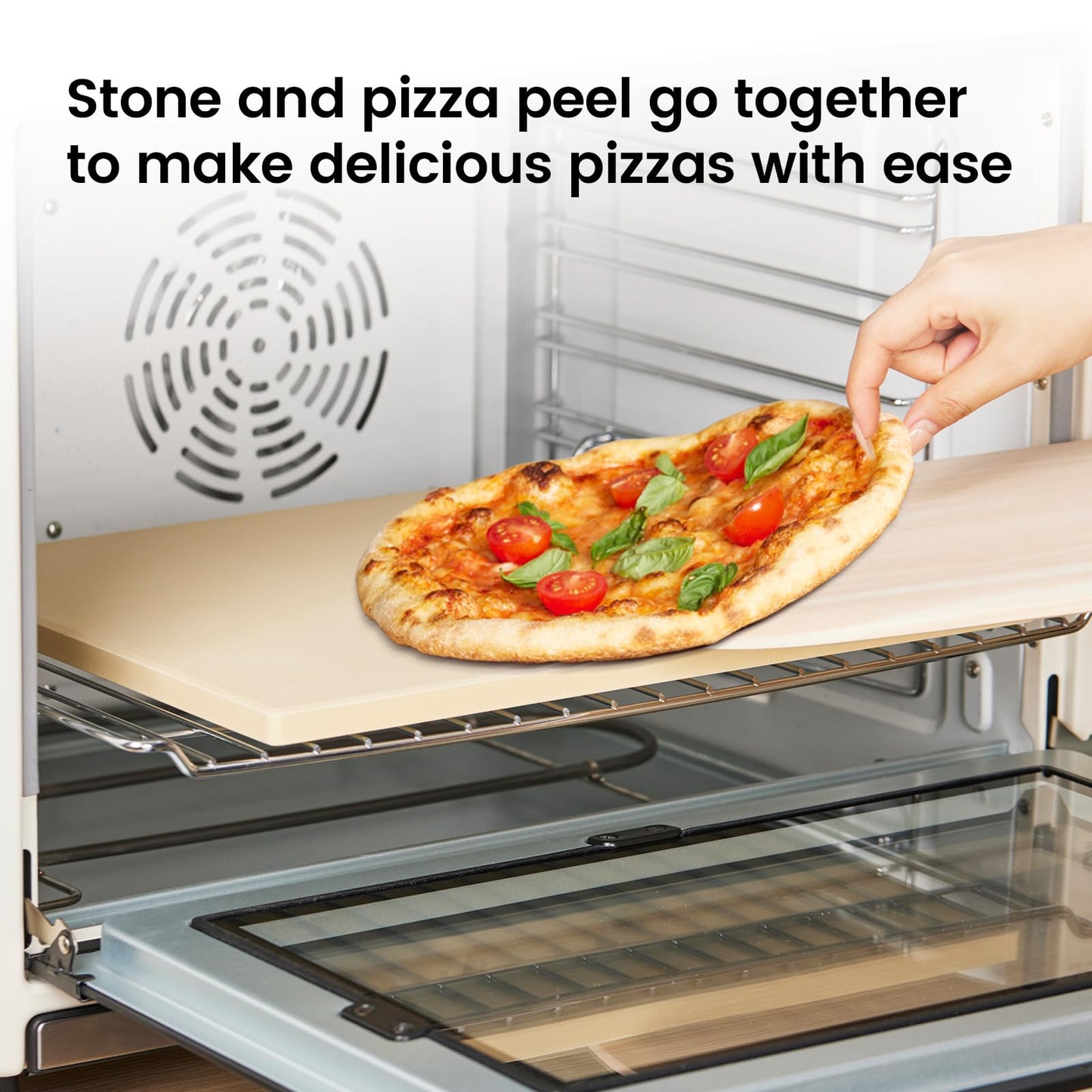 ROCKSHEAT Pizza Stone Set, 30 x 38cm Rectangular Pizza Stone for Oven Grill BBQ with Wooden Pizza Peel & Oven Mitts, Durable Cordierite Baking Stone