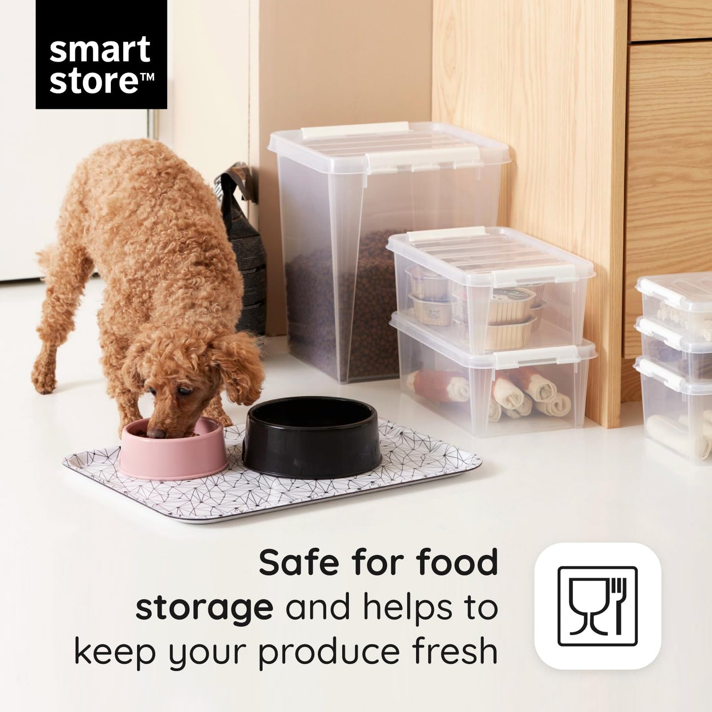 SmartStore 14L Plastic Storage Boxes with Lids - Set of 10 - Transparent - Stackable and Nestable - 10 Year Guarantee- Food Safe and BPA Free -White