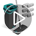 Masthome Mop and Bucket, Microfibre Mops and Buckets Sets with 140CM Stainless Steel Handle & 6pcs Washable Pads, Wet & Dry Cleaning Buckets for Cleaning Laminate Tile Hardwood Floors