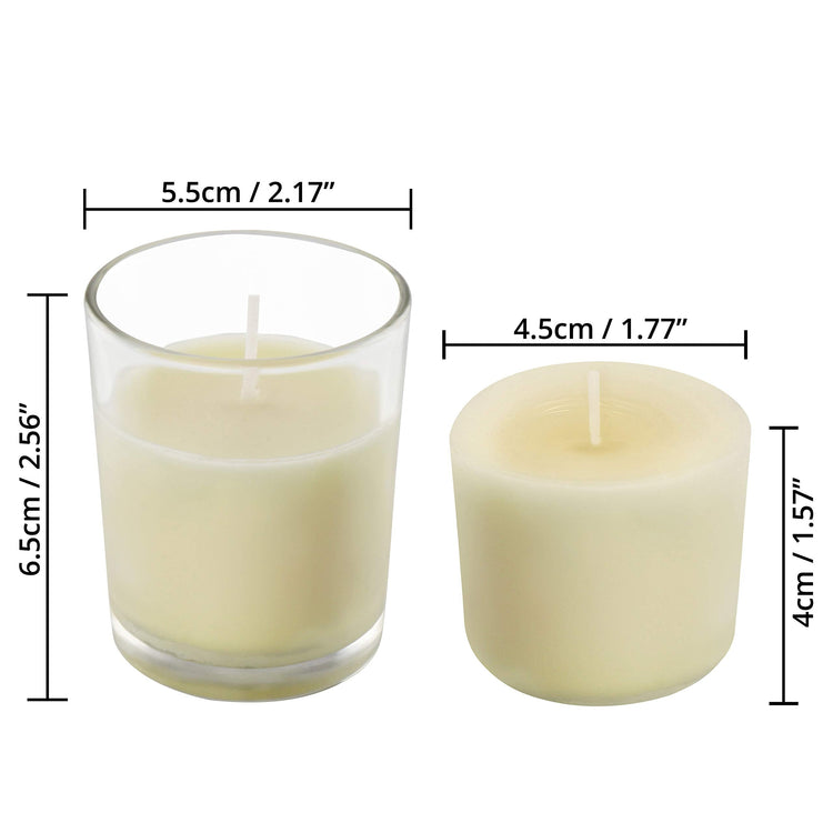 Belle Vous 48 Pack Unscented Clear Glass Filled Votive Candles - 12 Hour Burn Time - Clear Glass Holders with Hand Poured Warm White Wax Candles -