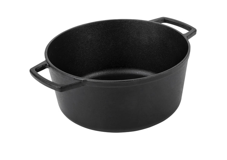 Prestige x Nadiya Cast Iron Casserole Dish with Lid - Black Cast Iron Dutch Oven Cooking Pots, 4.5L, Pre seasoned, Induction Suitable, Oven Safe &