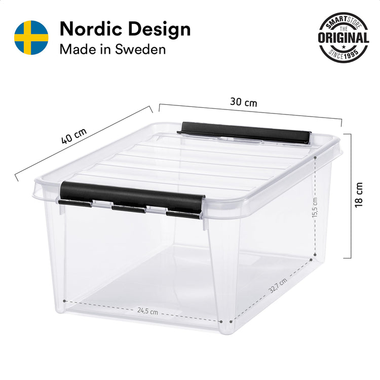 SmartStore 14L Clear Plastic Storage Boxes with Lid, 4 Pack, Reinforced, 10 Year Guarantee, Food Safe, Clip Locked, Stackable and Nestable, BPA Free