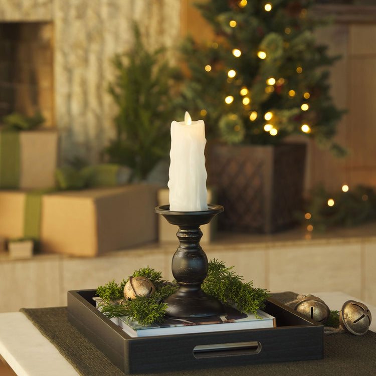Luminara White Heavy Wax Drip Flameless LED Pillar Candle, Real Wax, Timer Function, 2.5 x 6.5 inch