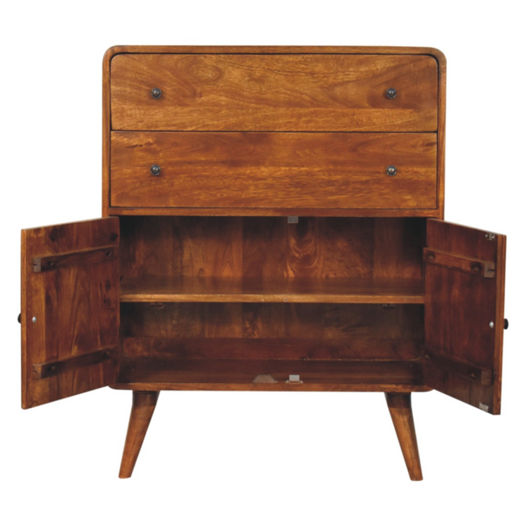 Artisan Furniture Solid Mango Wood Curved Nordic Charm Cabinet