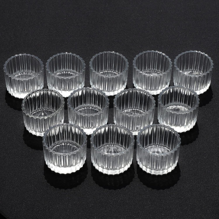 Vohocandle Glass Tealight Holders Set of 24, Clear Tea Light Candle Holders for Table Centrepiece, Weeding Tea light Holders with Ribbed Glass for