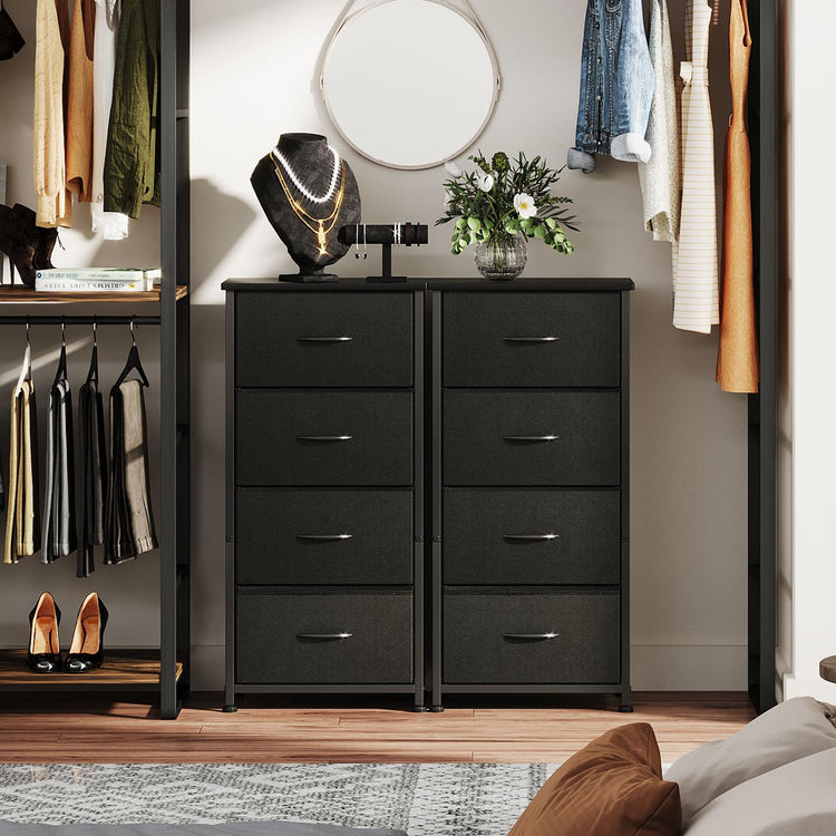 CAIYUN Chest of Drawers Bedroom, 4 Drawers Tall Dresser, Dresser for Bedroom Entryway Hallway Wardrobe, Closet Storage Drawer, Black