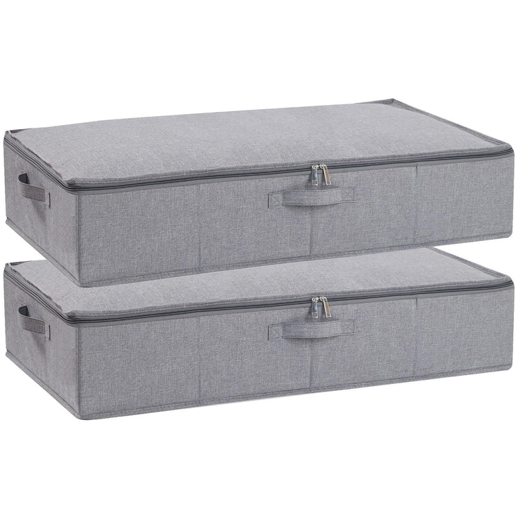 YheenLf 2-Pack Under Bed Clothes Storage Bgas with Lid, Foldable Wardrobe Organiser with Reinforced Handles for Blanket, Sheets, Clothing, Shoes,