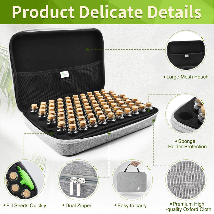 ?80 Slots?Seed Storage Box, Sturdy Seed Storage with Labels Stickers and Glass Seed Storage Container, Seed Organiser, Seed Storage Box Organiser for