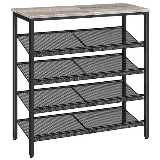 HOOBRO Shoe Rack, 5-Tier Shoe Organizer, Shoe Storage Rack for 16-20 Pairs, Adjustable Mesh Shelves, Shoe Storage Unit for Entryway, Metal Frame,