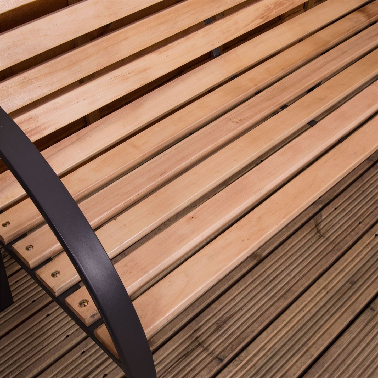 Garden Vida Slatted Garden Bench Wooden Seater Outdoor Furniture Seating Wood Slats Steel Legs Park Patio Seat