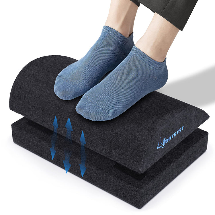 Ergonomic Foot Rest Under Desk, Adjustable Footrest Cushion with 2 Optional Height, Back Leg Knee Feet Support, Non-Slip Foam Footstool Pillow,