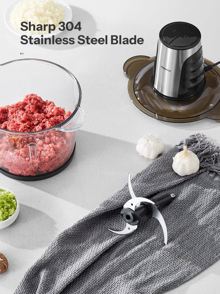 Food Processors with 2 Large Bowls (3L+3L), Mini Chopper Electric Food Chopper, 2 Speed, 1 Bi-Level Blades, Meat Mincer 500W Copper Motor for Baby