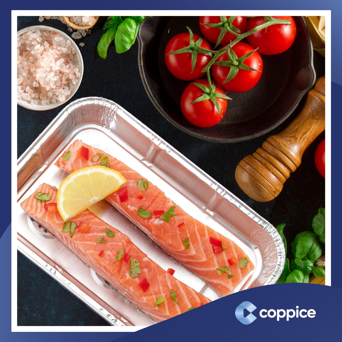 Coppice Small Aluminium Foil Tray for Baking, BBQ, Roasting, Grilling & Food Storage | 19cm x 13cm x 2.5cm | Freezer, Microwave & Oven Safe (250