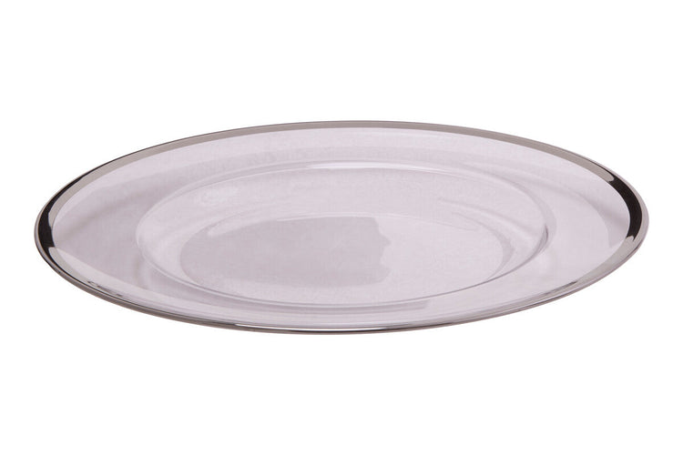 Set of Four 33cm Dia Plain Charger Plates with Silver Rims | Ida