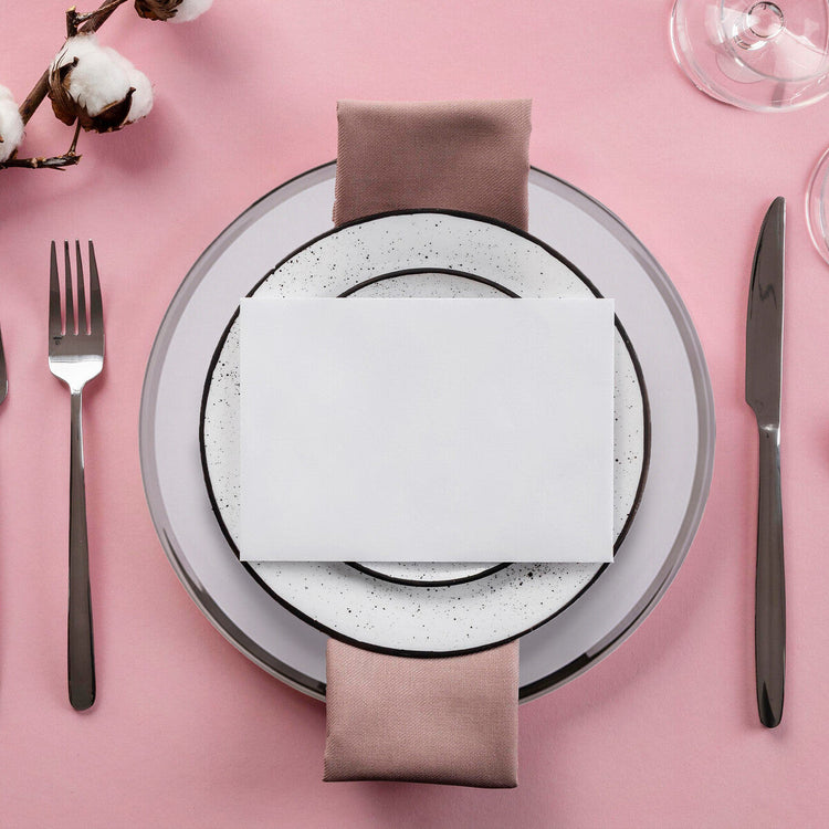 Set of Four 33cm Dia Plain Charger Plates with Silver Rims | Ida