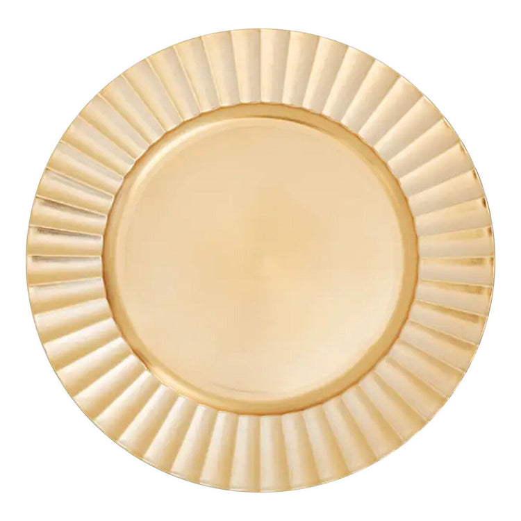 Set of Four 33cm Gold Finish Wave Rim Charger Plates | Dia