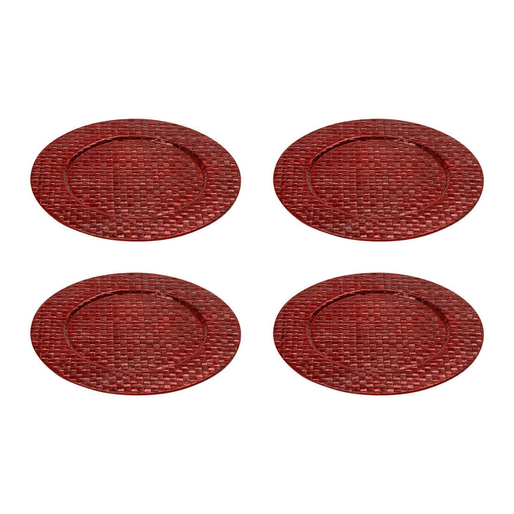 Set of Four 33cm DiaRed Charger Plates | Pandanus