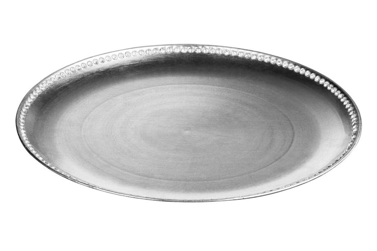 Set of Four 33cm Dia Radiance Silver Decorative Chargers | Radiance