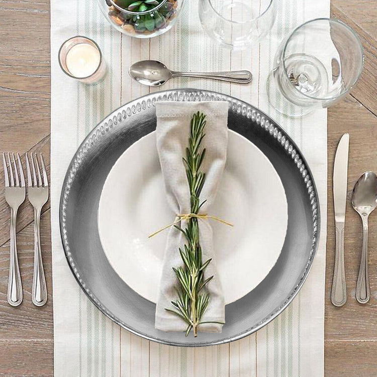 Set of Four 33cm Dia Radiance Silver Decorative Chargers | Radiance