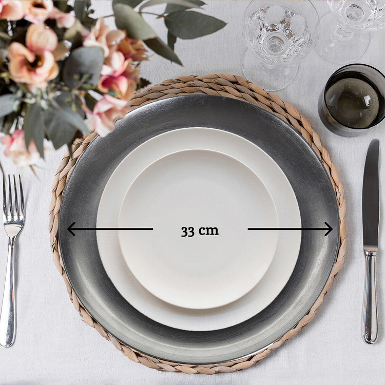 Set of Four 33cm Dia Silver Coupe Charger Plate | Paxton