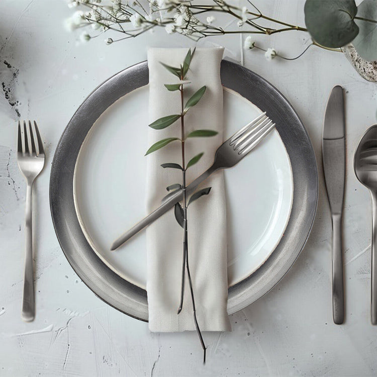 Set of Four 33cm Dia Silver Coupe Charger Plate | Paxton