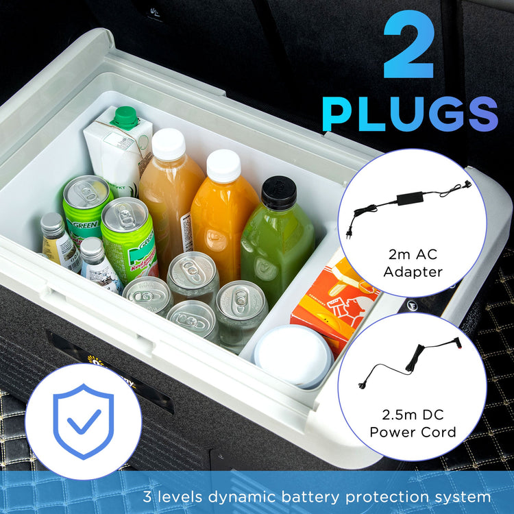 Outsunny 30L Car Refrigerator, Portable Compressor Car Fridge Freezer, Electric Cooler Box with 12/24V DC and 110-240V AC for Camping, Driving, Picnic, Down to -20\'e2\'84\'83