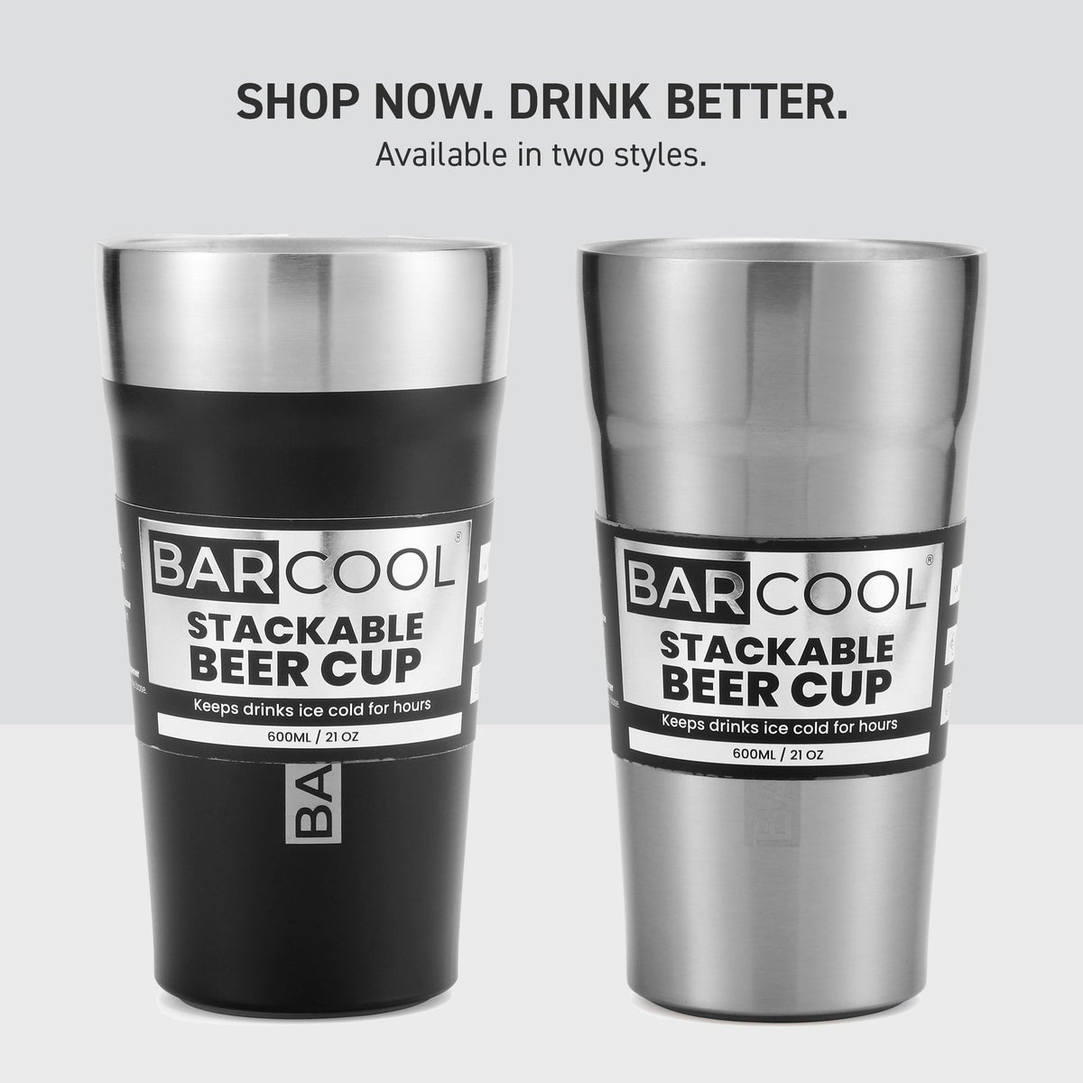 Barcool Stackable Beer Cup 600ml SS