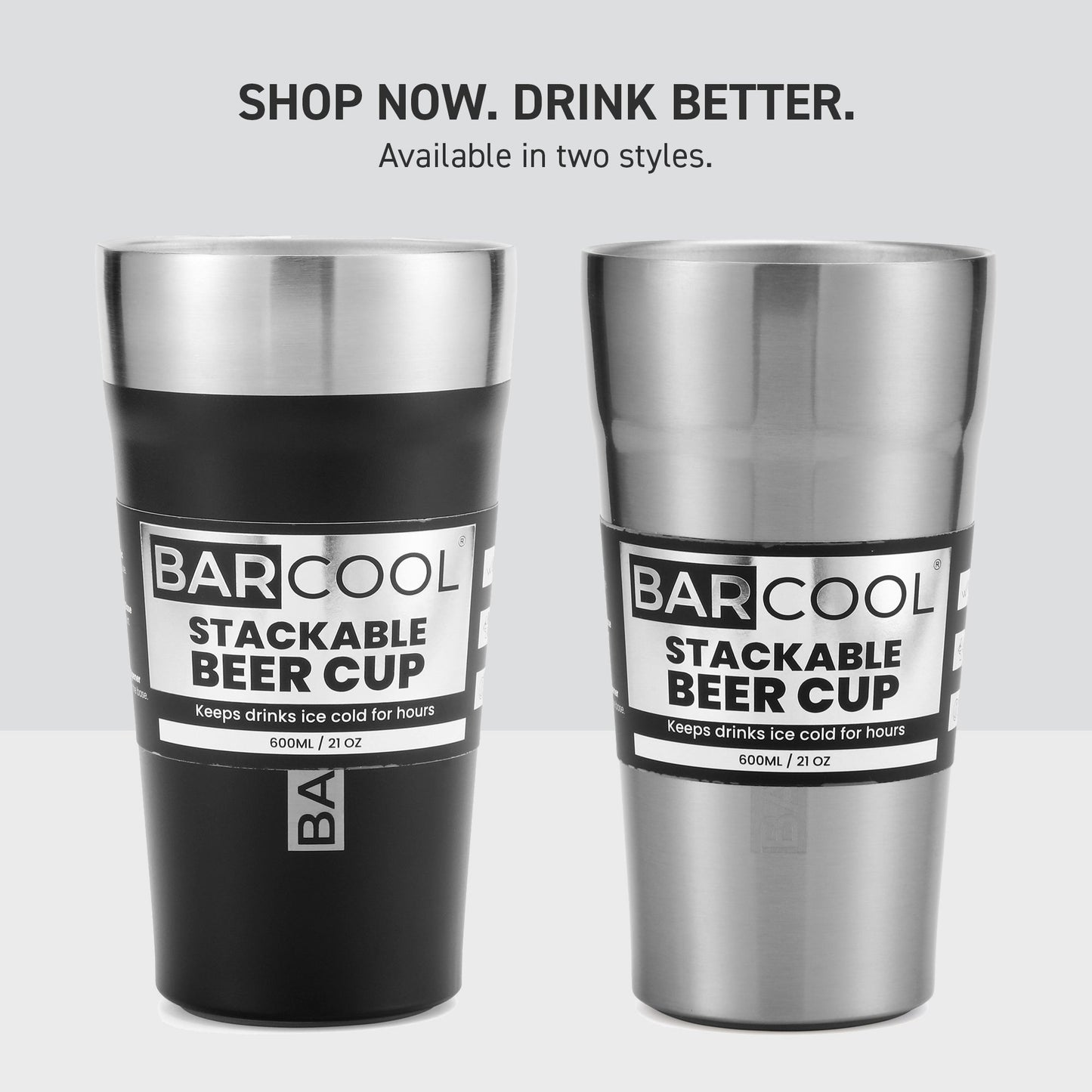 Barcool Stackable Beer Cup 600ml SS